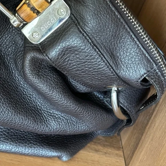 ❌SOLD ❌Gucci Brown Leather Tote with Braided Handles - Picture 8 of 16